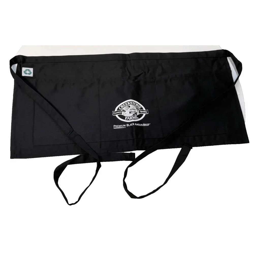 Half Bib Waist Apron Heavy Duty 3 Pocket Waitress Waiter Server - (SET OF 6) Rec